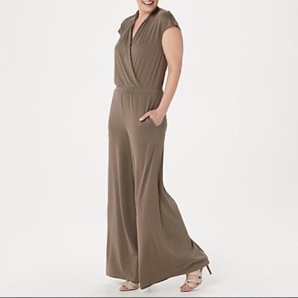 Lisa Rinna Regular Surplice Wide Leg Jumpsuit